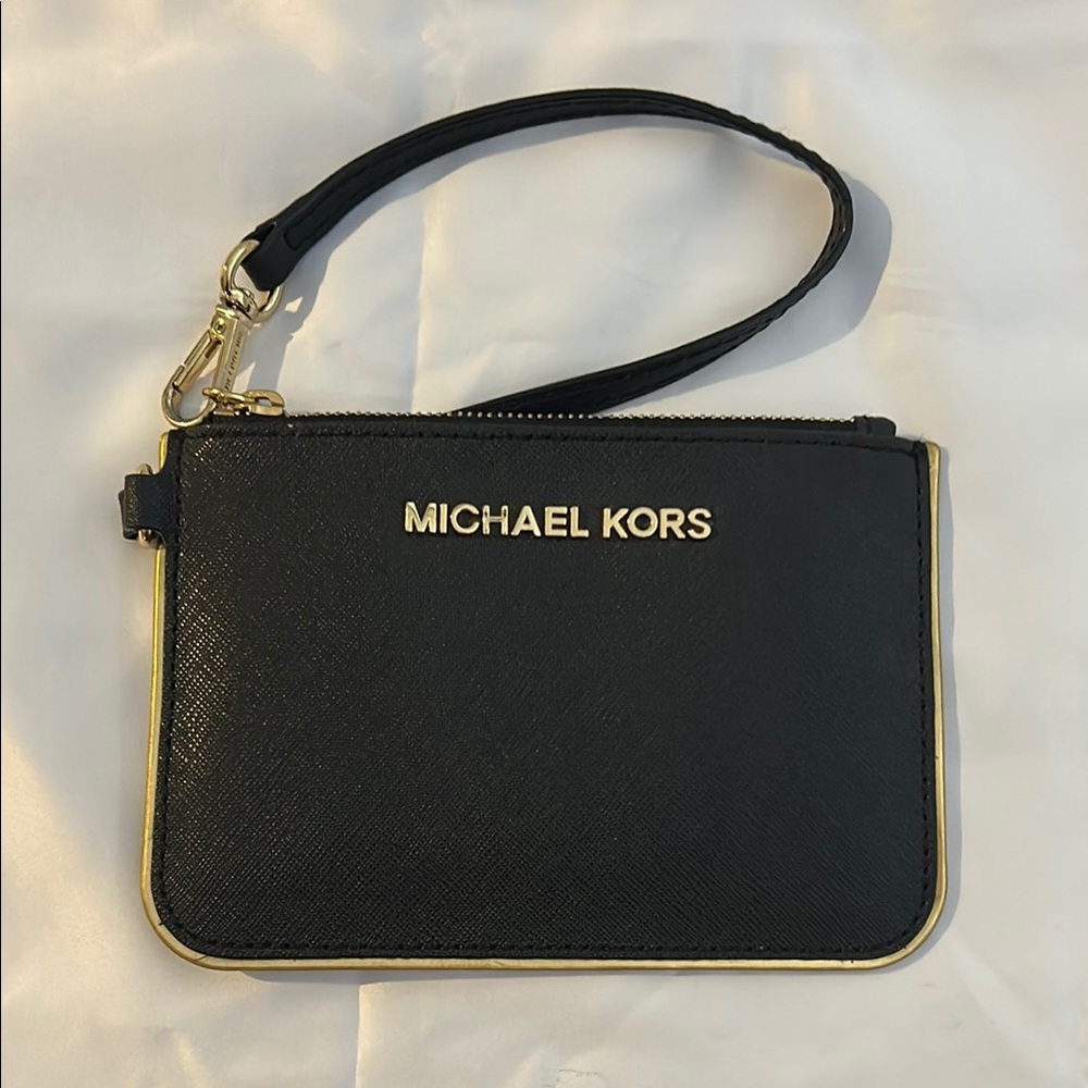 Michael Kors Black and Gold Wristlet